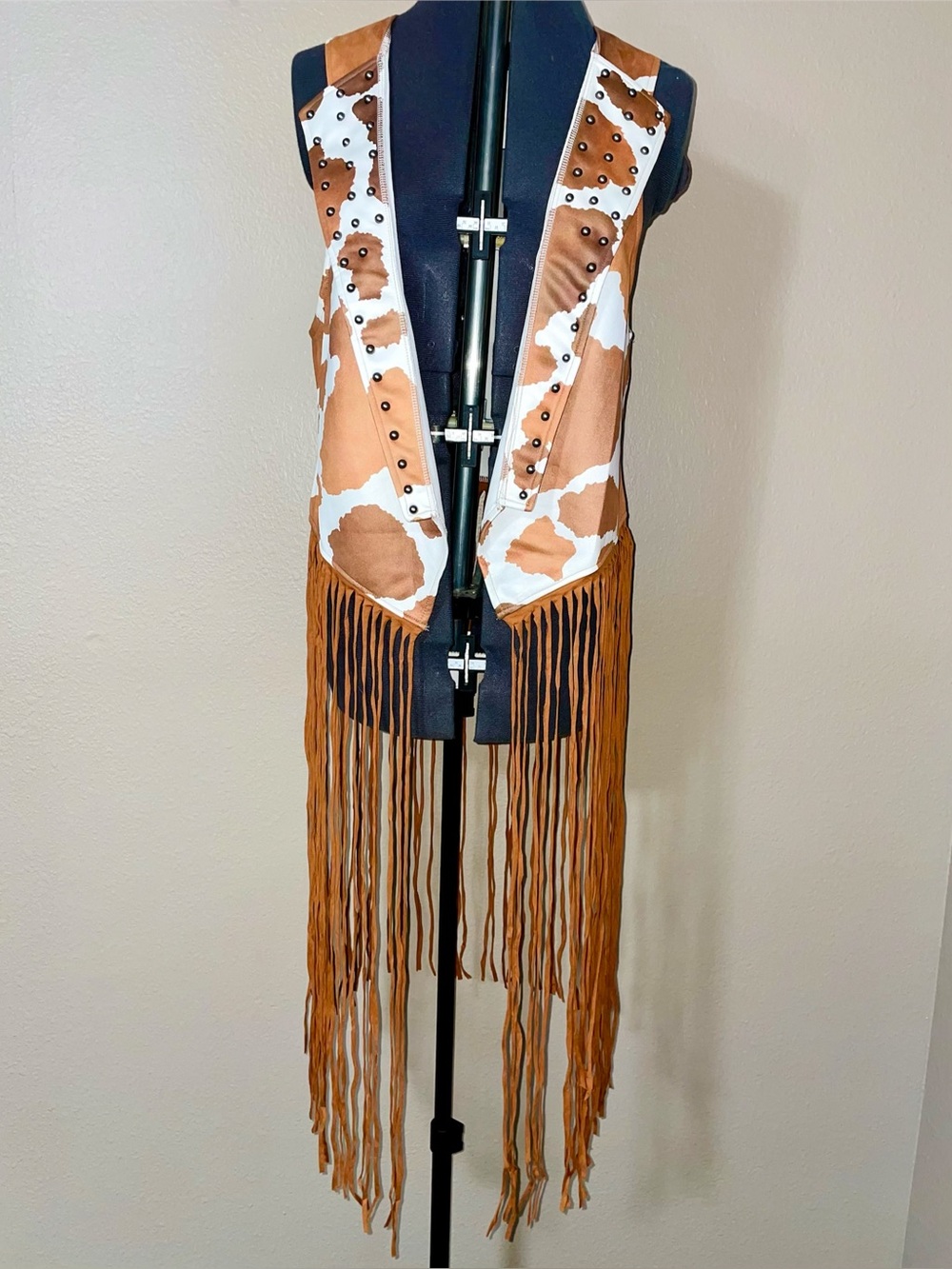 Studded Cow Print Vest